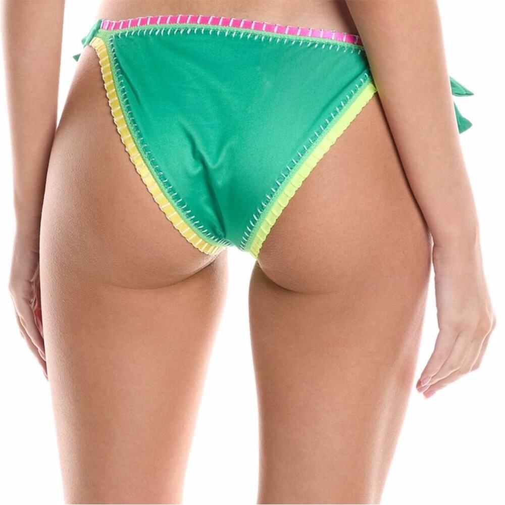 PQ Swim X Solange Ferrarini Crochet Trim Full Bikini bottoms green multi - L - Picture 2 of 11